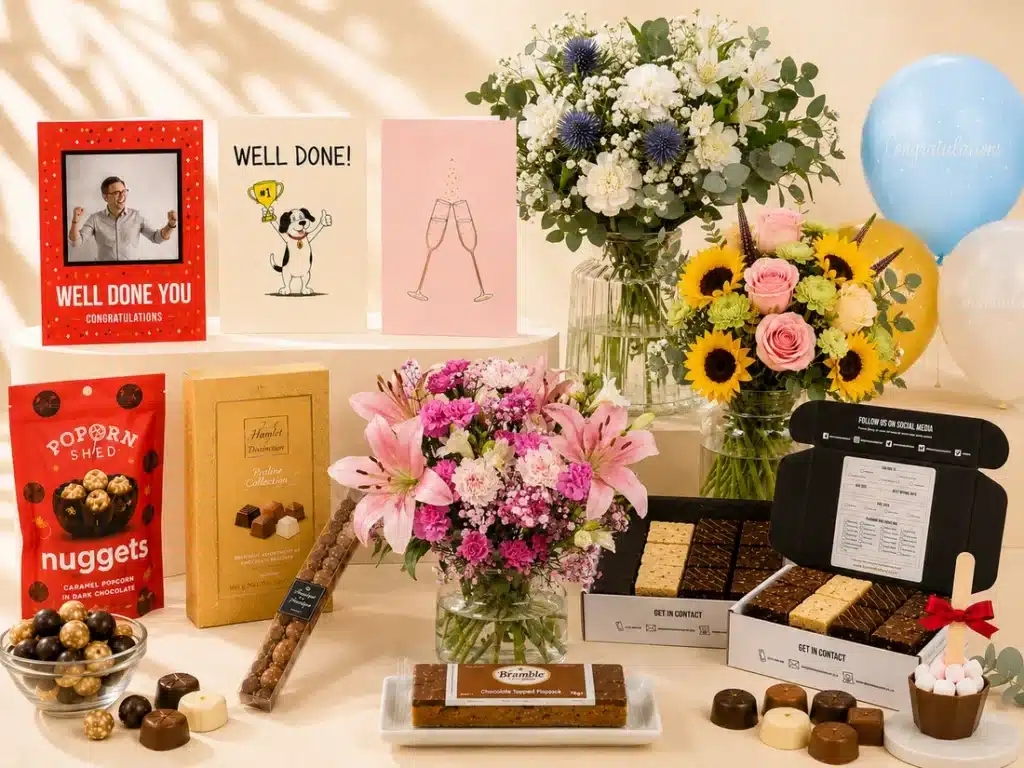 lovely giftset with cards flowers and chocolates