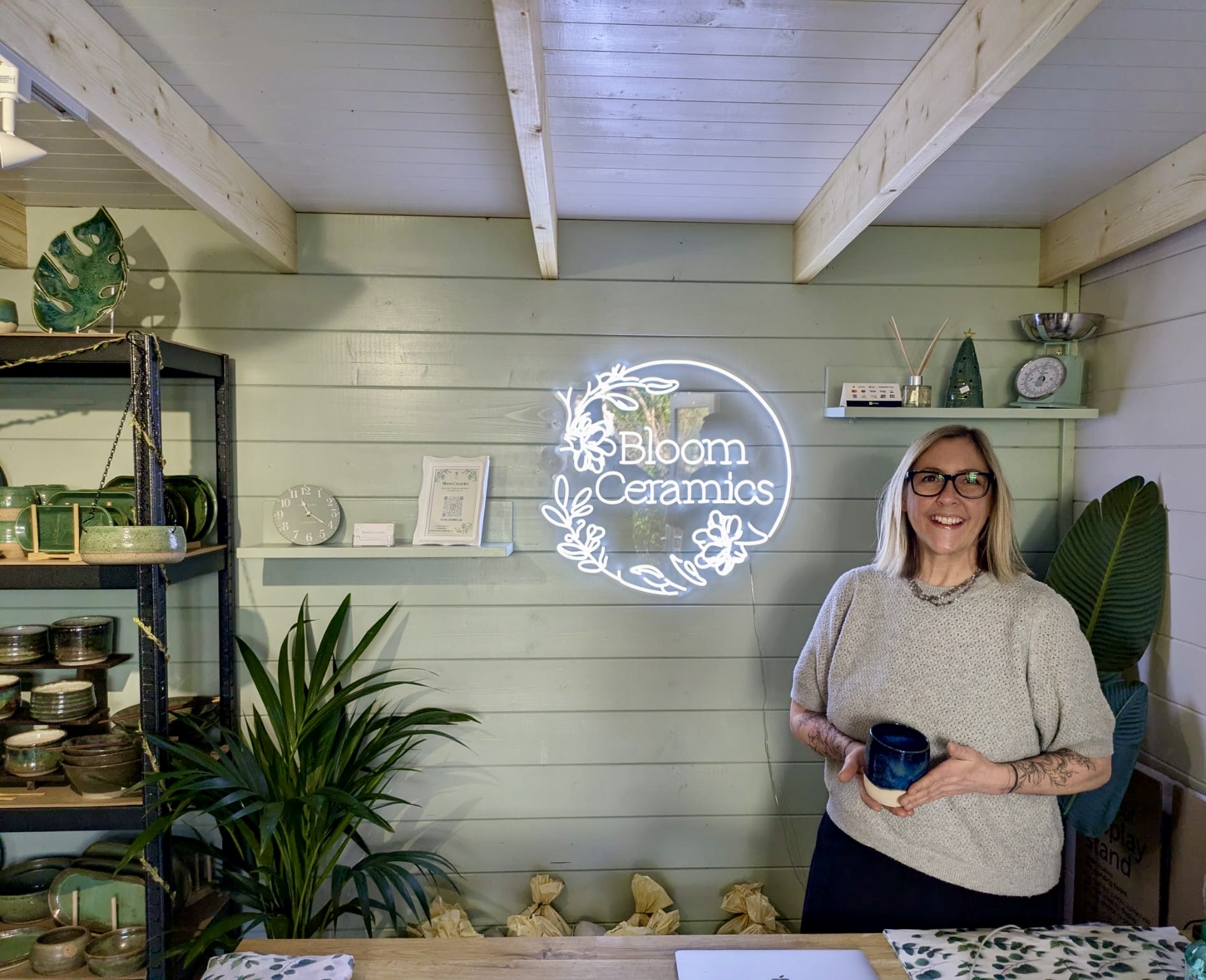 Pippa in her pottery making studio